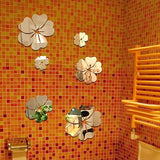 Silvery Petal Decal 5 Flowers Mirror Wall Stickers Crystal Room Decoration Paster Wallpaper E5M1 - one46.com.au