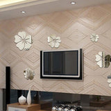 Silvery Petal Decal 5 Flowers Mirror Wall Stickers Crystal Room Decoration Paster Wallpaper E5M1 - one46.com.au