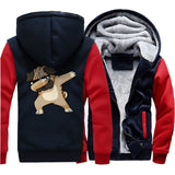 Hip-hop sportswear tracksuits 2019 winter Novelty Dabbing Pug hooded jackets Men casual wool liner keep warm sweatshirts hoodies - one46.com.au