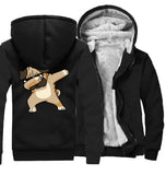 Hip-hop sportswear tracksuits 2019 winter Novelty Dabbing Pug hooded jackets Men casual wool liner keep warm sweatshirts hoodies - one46.com.au