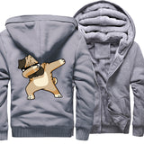 Hip-hop sportswear tracksuits 2019 winter Novelty Dabbing Pug hooded jackets Men casual wool liner keep warm sweatshirts hoodies - one46.com.au