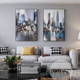 Abstract City Light In Night Poster n Print Modern City Landscape Painting For Living Room Aisle Fashion Bar Pub Wall Art Decor - one46.com.au