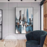 Abstract City Light In Night Poster n Print Modern City Landscape Painting For Living Room Aisle Fashion Bar Pub Wall Art Decor - one46.com.au