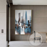 Abstract City Light In Night Poster n Print Modern City Landscape Painting For Living Room Aisle Fashion Bar Pub Wall Art Decor - one46.com.au