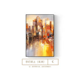 Abstract City Light In Night Poster n Print Modern City Landscape Painting For Living Room Aisle Fashion Bar Pub Wall Art Decor - one46.com.au