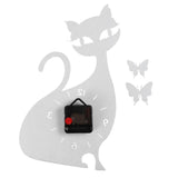 Acrylic Mirror Cute Cat Clock Black Wall Clock Sticker Modern Design Home Art Decor Watch Self-adhesive Christmas Gift - one46.com.au