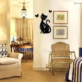 Acrylic Mirror Cute Cat Clock Black Wall Clock Sticker Modern Design Home Art Decor Watch Self-adhesive Christmas Gift - one46.com.au