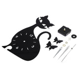 Acrylic Mirror Cute Cat Clock Black Wall Clock Sticker Modern Design Home Art Decor Watch Self-adhesive Christmas Gift - one46.com.au