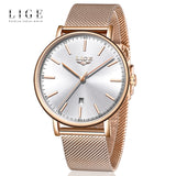 LIGE Womens Watches Top Brand Luxury Waterproof Watch Fashion Ladies Stainless Steel Ultra-Thin Casual  Wristwatch Quartz Clock - one46.com.au