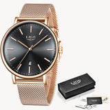 LIGE Womens Watches Top Brand Luxury Waterproof Watch Fashion Ladies Stainless Steel Ultra-Thin Casual  Wristwatch Quartz Clock - one46.com.au