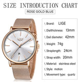 LIGE Womens Watches Top Brand Luxury Waterproof Watch Fashion Ladies Stainless Steel Ultra-Thin Casual  Wristwatch Quartz Clock - one46.com.au