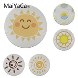 MaiYaCa Funny Cute Sun Smiley Face Laptop Computer Mousepad Size for 20x20cm 22x22cm Small Mousepad - one46.com.au