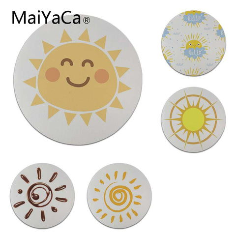 MaiYaCa Funny Cute Sun Smiley Face Laptop Computer Mousepad Size for 20x20cm 22x22cm Small Mousepad - one46.com.au