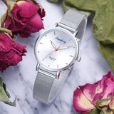 Watches For Women Luxury Silver Popular Pink Dial Flowers Metal Ladies Bracelet Quartz Clock Ladies Wrist Watch New Clock - one46.com.au