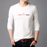 2019 New Fashion Brand Tshirt Mens Slim Fit Print High Quality Trends Street Wear Tops Korean Long Sleeve Tee Men Clothes - one46.com.au