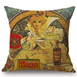 Alphonse Maria Mucha Painting Cushion Cover Woman Pattern Pillow Case Linen 45*45 CM Throw Pillow Cover Decorative For Home - one46.com.au