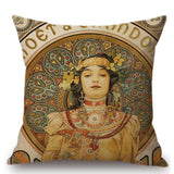 Alphonse Maria Mucha Painting Cushion Cover Woman Pattern Pillow Case Linen 45*45 CM Throw Pillow Cover Decorative For Home - one46.com.au