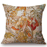 Alphonse Maria Mucha Painting Cushion Cover Woman Pattern Pillow Case Linen 45*45 CM Throw Pillow Cover Decorative For Home - one46.com.au