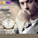 SKMEI Fashion Mens Watches Top Brand Luxury Business Watch Men Stainless Steel Strap Quartz Wristwatches Relogio Masculino 9101 - one46.com.au