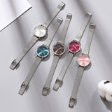 Women's Wristwatches Luxury Silver Popular Pink Dial Flowers Metal Ladies Bracelet Quartz Clock Fashion Wrist Watch 2019 Top - one46.com.au