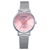 Women's Wristwatches Luxury Silver Popular Pink Dial Flowers Metal Ladies Bracelet Quartz Clock Fashion Wrist Watch 2019 Top - one46.com.au