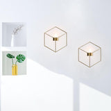 3D Geometric Candlestick Metal Wall Candle Holder Sconce Matching Small Tealight Home Ornaments Wedding Christmas Decoration - one46.com.au