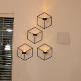 3D Geometric Candlestick Metal Wall Candle Holder Sconce Matching Small Tealight Home Ornaments Wedding Christmas Decoration - one46.com.au