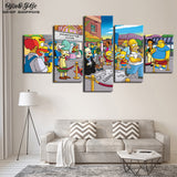 Living Room Wall Art Frameworks 5 Pieces Simpsons Modular Anime Posters Pictures Modern Home Decor HD Printed Canvas Painting - one46.com.au