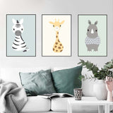 Woodland Animal Lion Giraffe Posters Nursery Prints Wall Art Canvas Painting Nordic Picture for Kids Room Home Decoration - one46.com.au