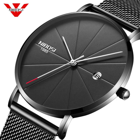 NIBOSI Fashion Mens Watch Quartz Watch Men Casual Slim Mesh Steel Date Waterproof Sport Watch Relogio Masculino - one46.com.au