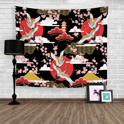Japanese Style Tapestry Koi Printed Wall Art Tapestry Home Decorative Tapete Bedroom Door Curtain Blankets Table Cloth Yoga Mat - one46.com.au