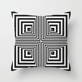 ZENGIA Geometric Cushion Cover Black and White Polyester Throw Pillow Case Striped Dotted Grid Triangular Geometric Art Cushion - one46.com.au