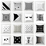 ZENGIA Geometric Cushion Cover Black and White Polyester Throw Pillow Case Striped Dotted Grid Triangular Geometric Art Cushion - one46.com.au