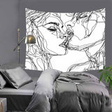 Creative lines drawing couple lover printed tapestry hippie mandala wall hanging Bohemian bedspread dorm decor tapestries LZE39 - one46.com.au