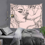 Creative lines drawing couple lover printed tapestry hippie mandala wall hanging Bohemian bedspread dorm decor tapestries LZE39 - one46.com.au