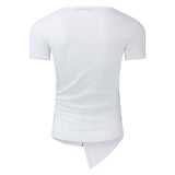 Streetwear Mens Muscle Tee T-Shirts Short Sleeve Men Tee Tops Crew Neck Irregular Hem Tshirt Male Fashion Tshirts Casual Hiphop - one46.com.au