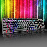 104 Key Suspension Cap Rainbow RGB Backlit Waterproof Mechanical Feel USB Wired Gaming Keyboard for Computer PC Laptop for DOTA2 - one46.com.au