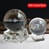 3D Solar System Miniature Crystal Ball Engraved Planets Model Home Decor Gifts E2S - one46.com.au