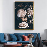 Abstract Romantic Pink Rose In Darkness Canvas Painting Flower Poster Print For Living Room Aisle Entrance Modern Wall Art Decor - one46.com.au