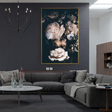 Abstract Romantic Pink Rose In Darkness Canvas Painting Flower Poster Print For Living Room Aisle Entrance Modern Wall Art Decor - one46.com.au
