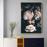 Abstract Romantic Pink Rose In Darkness Canvas Painting Flower Poster Print For Living Room Aisle Entrance Modern Wall Art Decor - one46.com.au