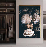Abstract Romantic Pink Rose In Darkness Canvas Painting Flower Poster Print For Living Room Aisle Entrance Modern Wall Art Decor - one46.com.au
