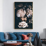 Abstract Romantic Pink Rose In Darkness Canvas Painting Flower Poster Print For Living Room Aisle Entrance Modern Wall Art Decor - one46.com.au