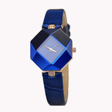 Women Watches Gem Cut Geometry Crystal Leather Quartz Wristwatch Fashion Dress Watch Ladies Gifts Clock Relogio Feminino #W - one46.com.au