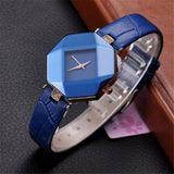 Women Watches Gem Cut Geometry Crystal Leather Quartz Wristwatch Fashion Dress Watch Ladies Gifts Clock Relogio Feminino #W - one46.com.au