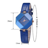 Women Watches Gem Cut Geometry Crystal Leather Quartz Wristwatch Fashion Dress Watch Ladies Gifts Clock Relogio Feminino #W - one46.com.au