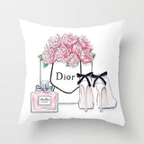 45cm*45cm Hand painted flowers and perfume bottles super soft cushion cover and sofa pillow case Home decorative pillow cover - one46.com.au