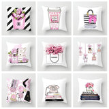 45cm*45cm Hand painted flowers and perfume bottles super soft cushion cover and sofa pillow case Home decorative pillow cover - one46.com.au