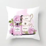 45cm*45cm Hand painted flowers and perfume bottles super soft cushion cover and sofa pillow case Home decorative pillow cover - one46.com.au