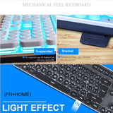 Backlit Gaming Keyboard Steampunk Retro Round Keycap USB Wired Glowing Metal Panel Computer Game Keyboard for Laptop PC - one46.com.au